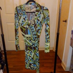 Geometric Patterned Wrap Dress